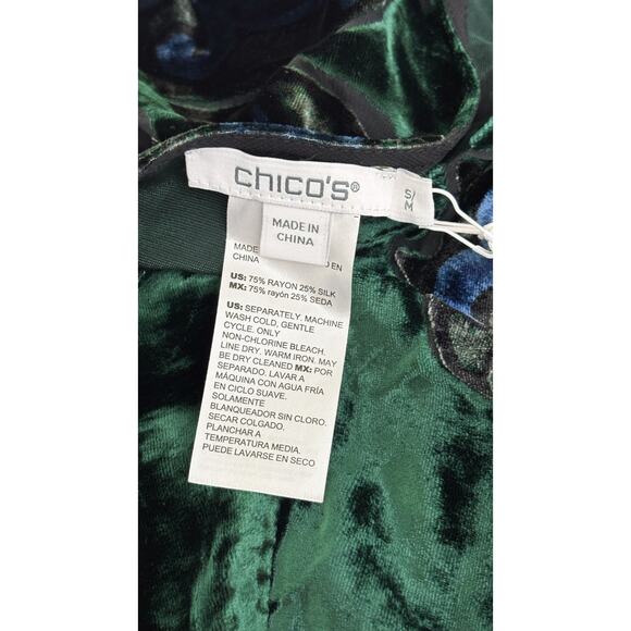 Chicos Silk Blend Velvet Burnout Poncho Womens Size Small / Medium New Green - Picture 7 of 7